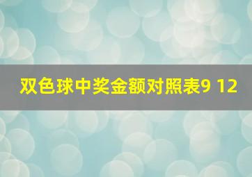 双色球中奖金额对照表9 12